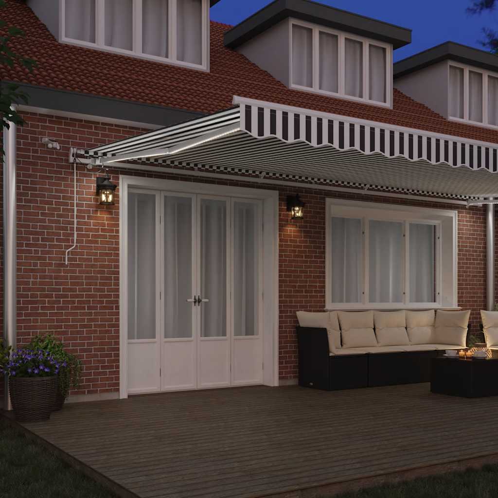 Copertină retractabilă automat cu LED, antracit/alb, 600x300 cm GartenMobel Dekor