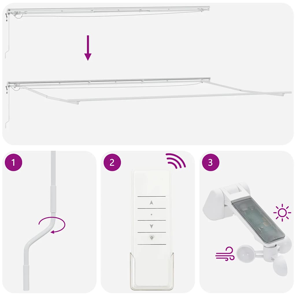 Copertină retractabilă automat cu LED, antracit/alb, 600x300 cm GartenMobel Dekor