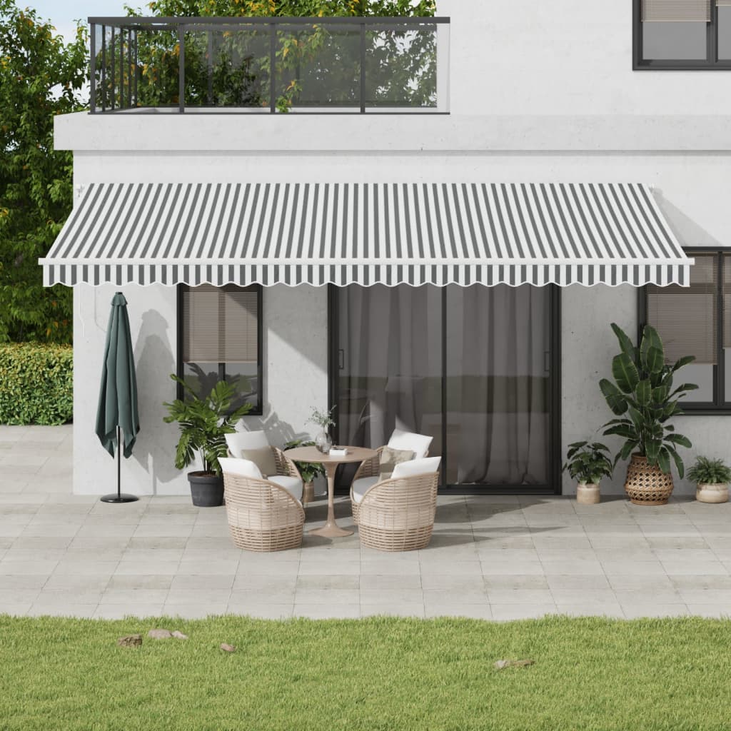 Copertină retractabilă automat cu LED, antracit/alb, 600x350 cm GartenMobel Dekor
