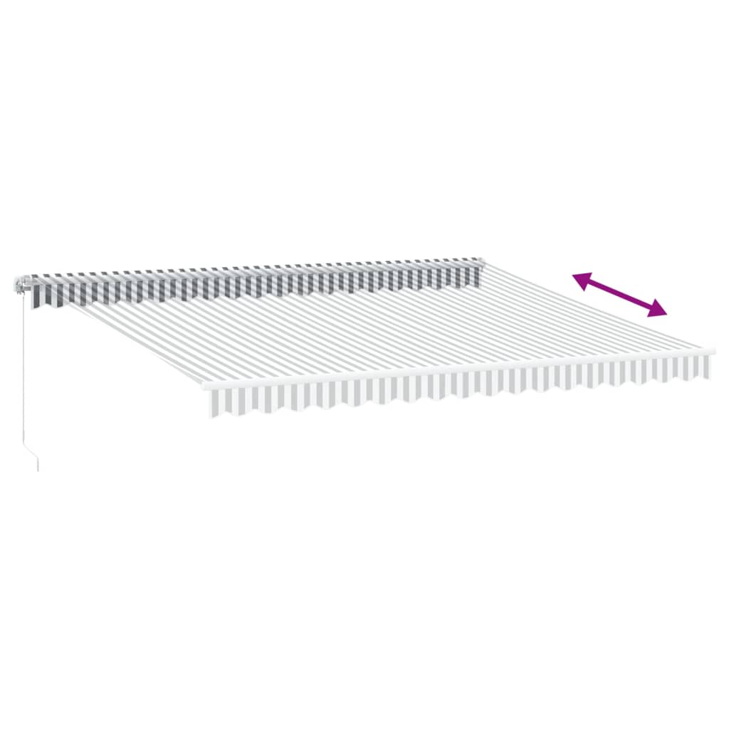 Copertină retractabilă manual, antracit/alb, 450x350 cm GartenMobel Dekor