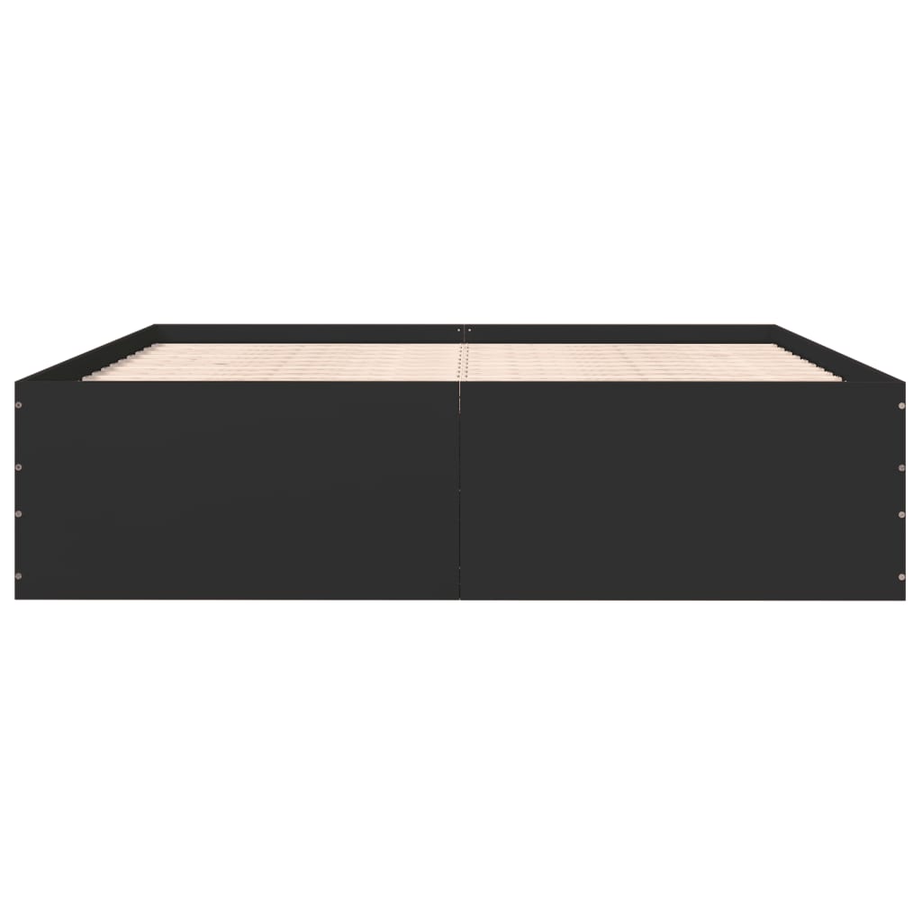 Cadru de pat, negru, 200x200 cm, lemn prelucrat GartenMobel Dekor