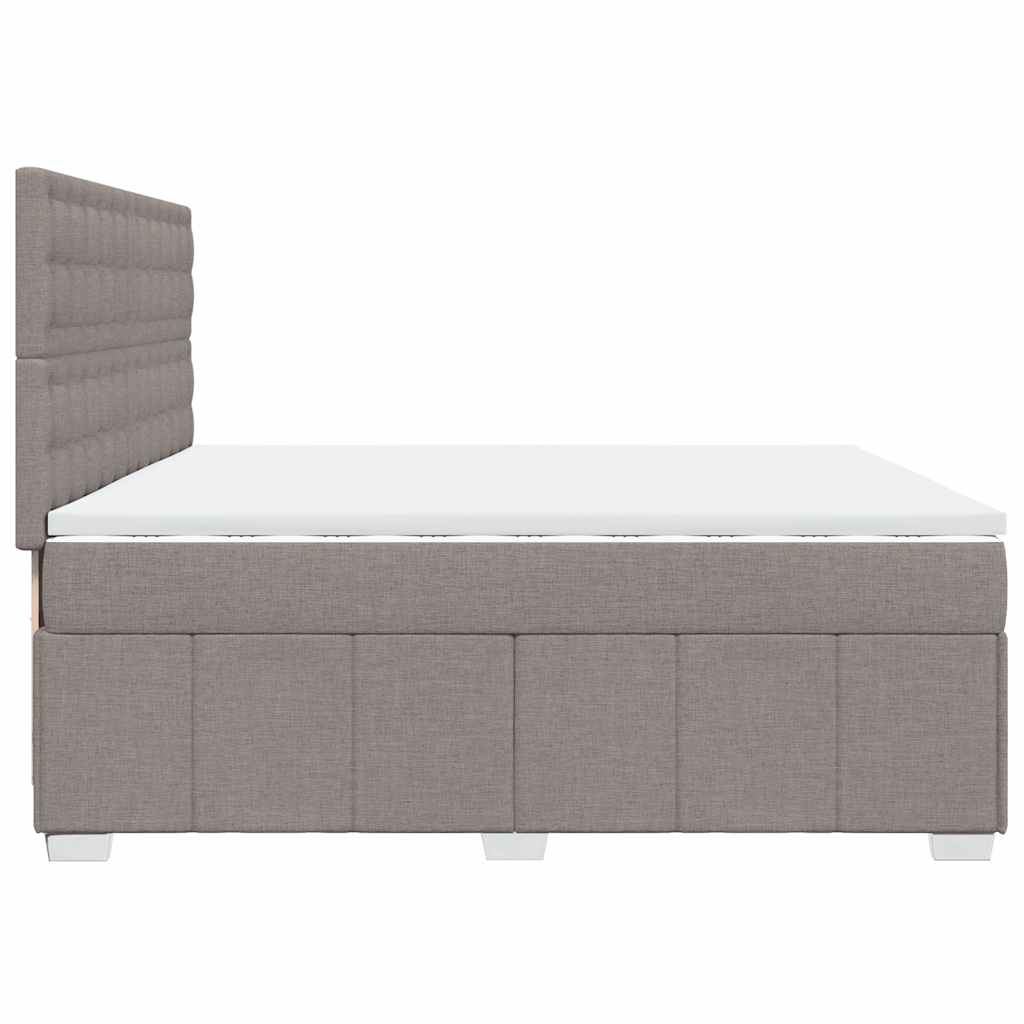 Pat box spring cu saltea, gri taupe, 200x200 cm, textil GartenMobel Dekor