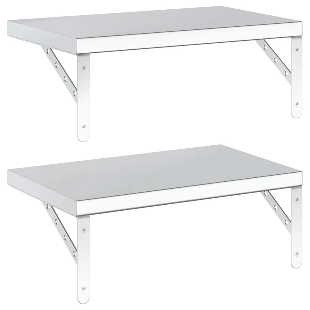 Rafturi de perete, 2 buc., 50x30 cm, argintiu oțel inoxidabil GartenMobel Dekor