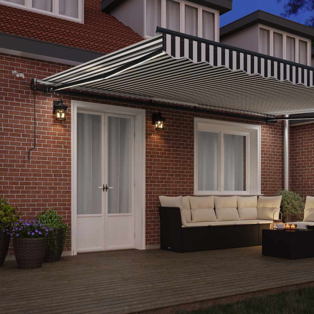 Copertină retractabilă automat cu LED, antracit/alb, 500x300 cm GartenMobel Dekor