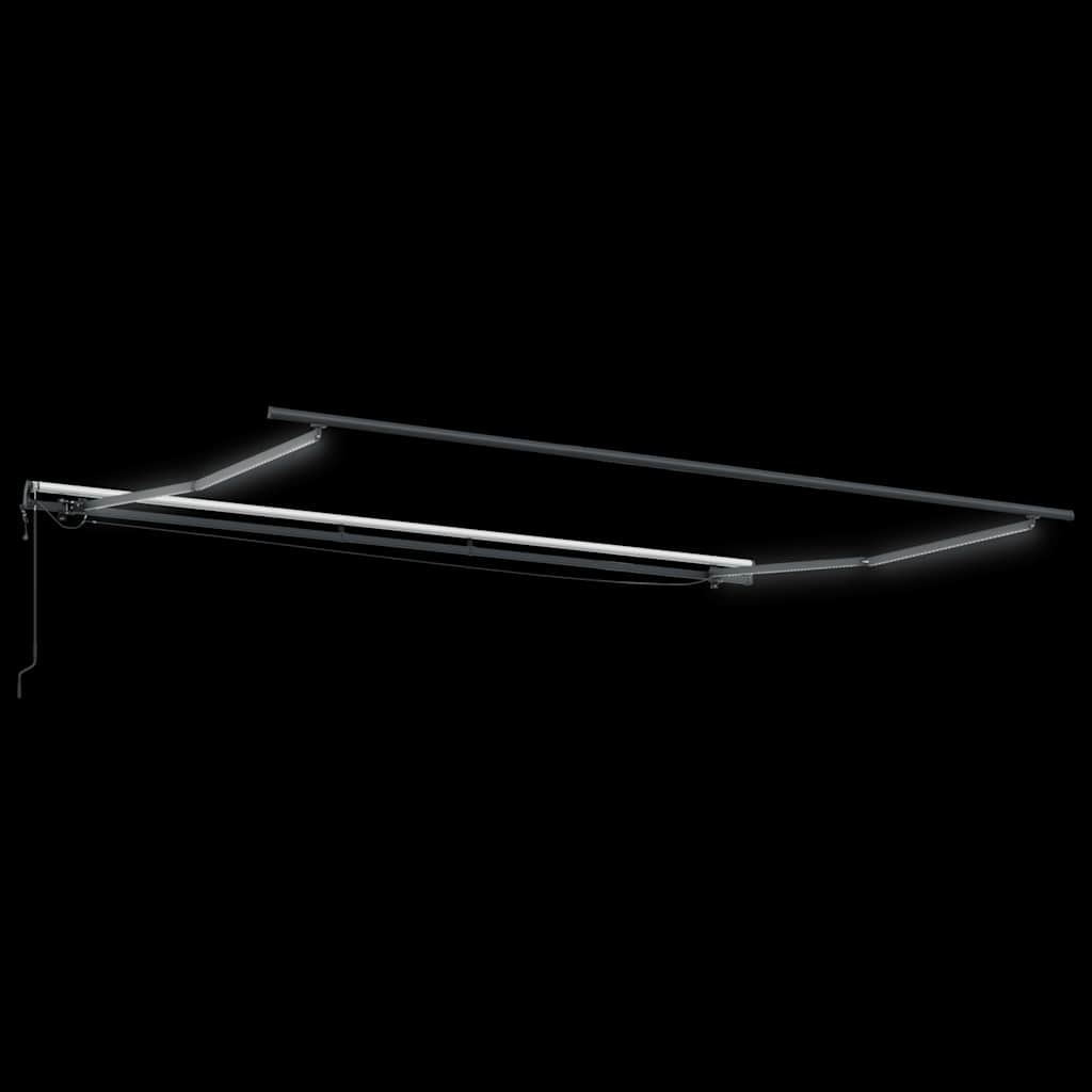 Copertină retractabilă automat cu LED, antracit/alb, 500x300 cm GartenMobel Dekor
