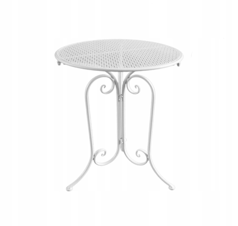 Set mobilier gradina metalic Linda, masa 70×75 cm si 2 scaune 43x40x94 cm, stil vintage, alb mat Household NewTrend