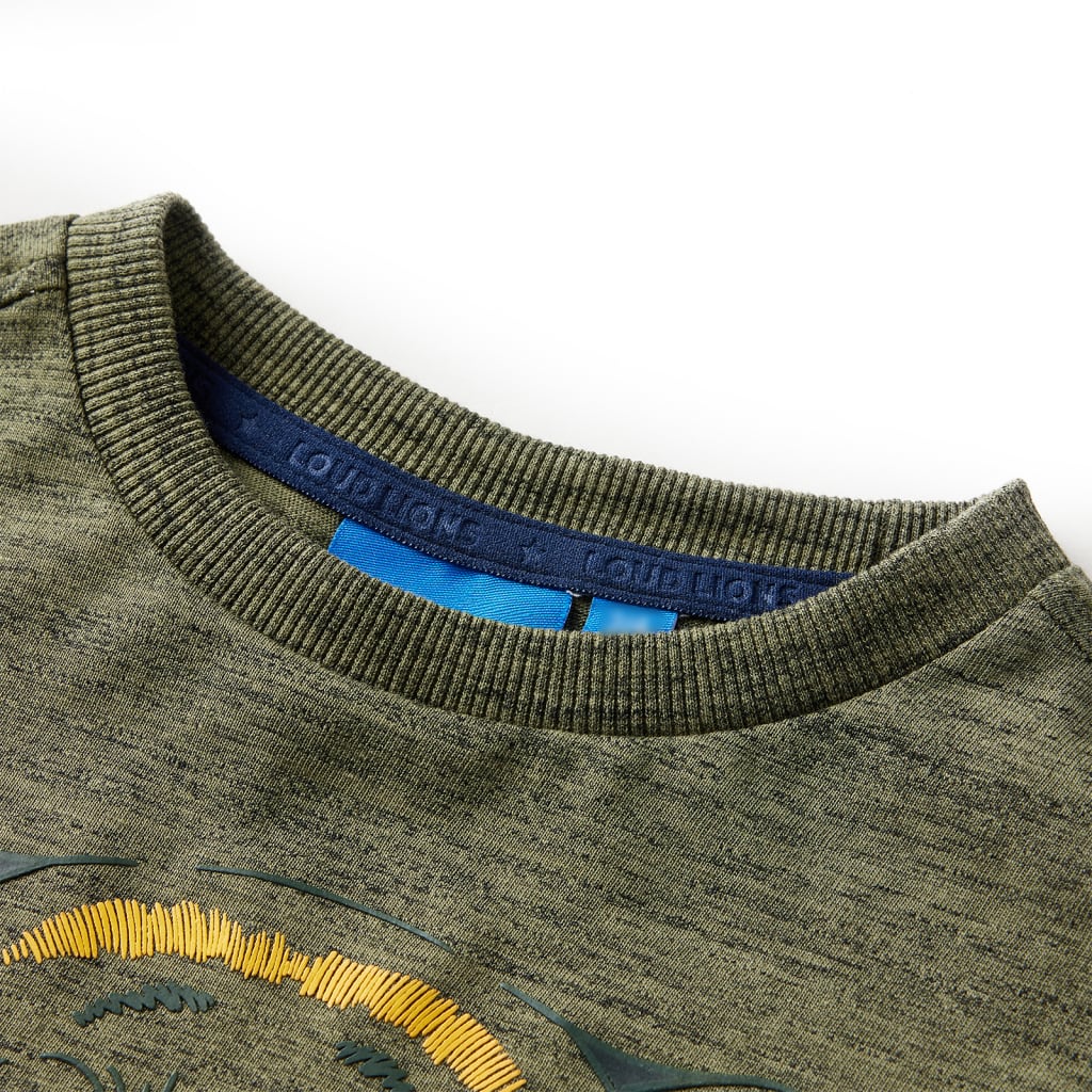 Tricou cu mâneci lungi pentru copii,, kaki melanj, 128 GartenMobel Dekor