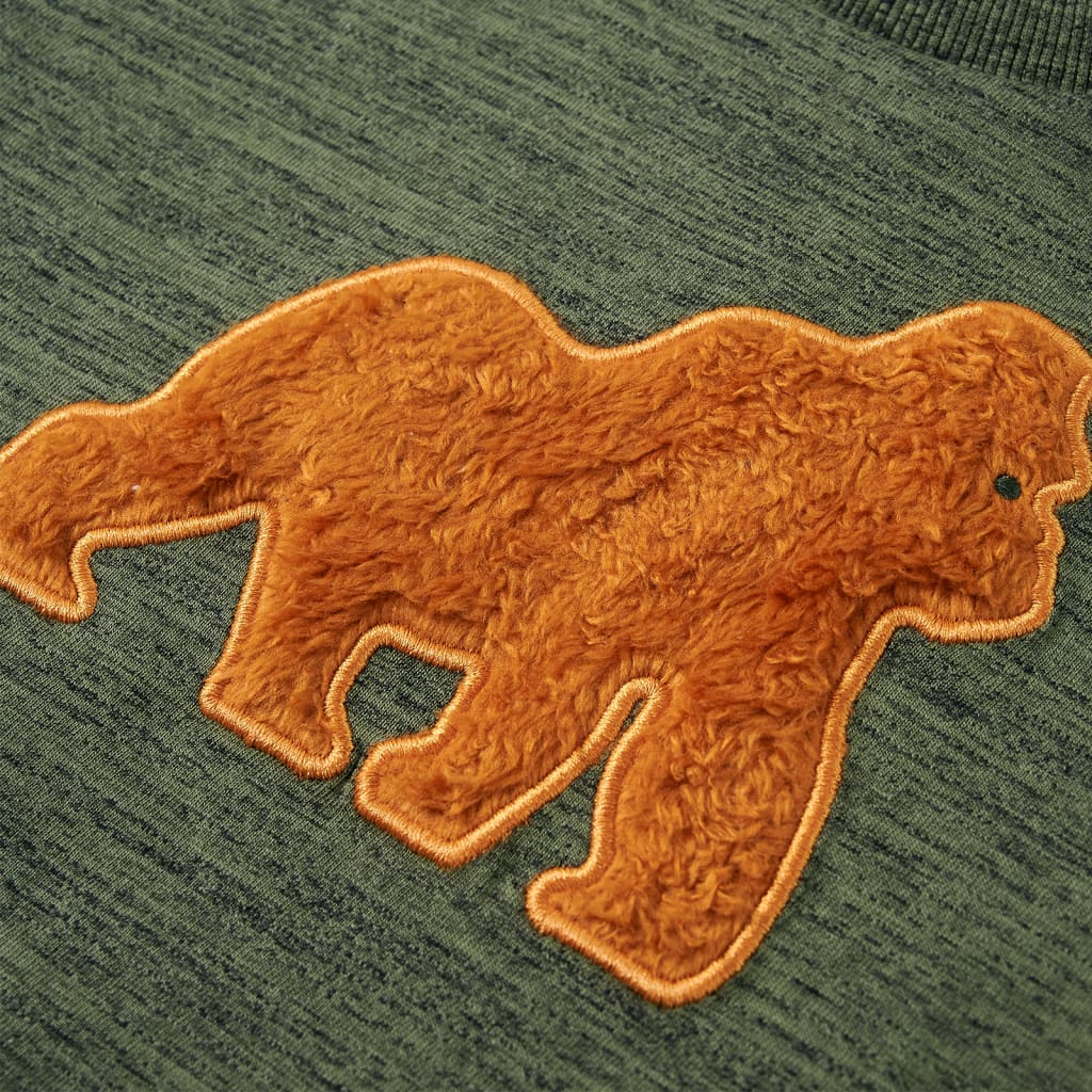 Tricou de copii cu mâneci lungi, kaki melanj, 104 GartenMobel Dekor