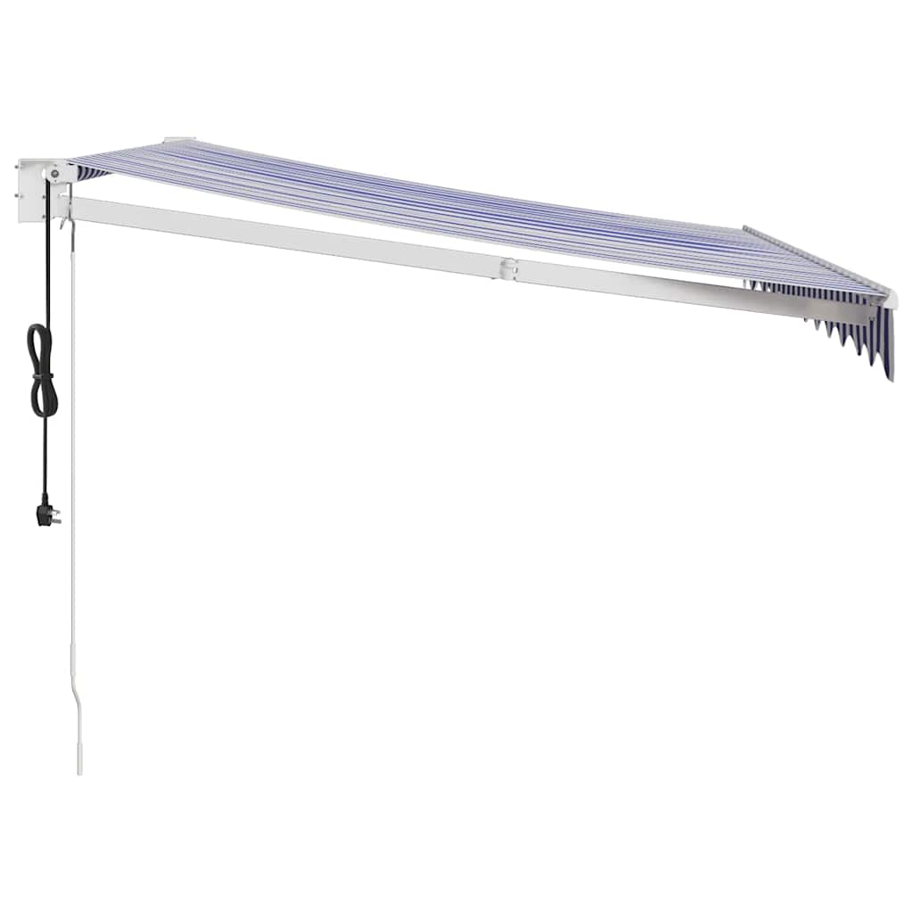 Copertină retractabilă automată, albastru și alb, 3x2,5 m GartenMobel Dekor
