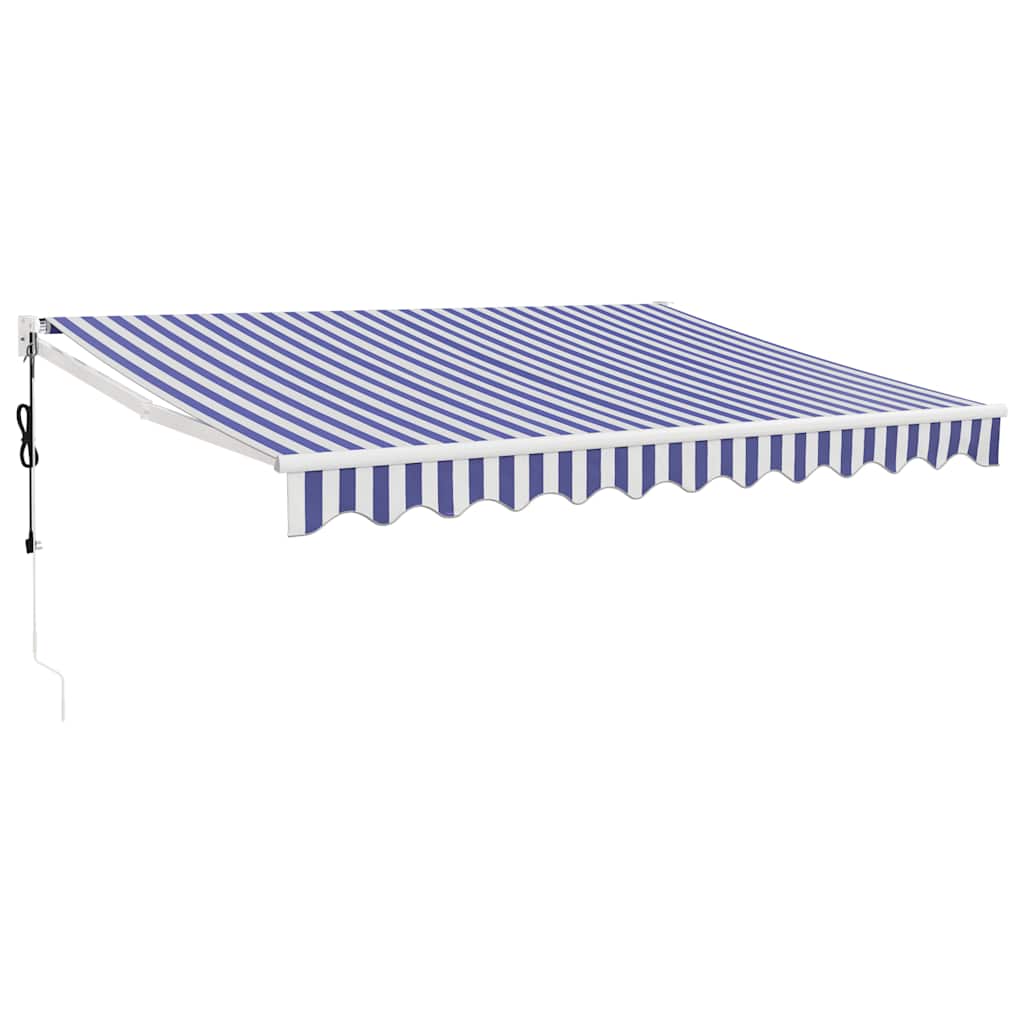 Copertină retractabilă automată, albastru și alb, 3x2,5 m GartenMobel Dekor