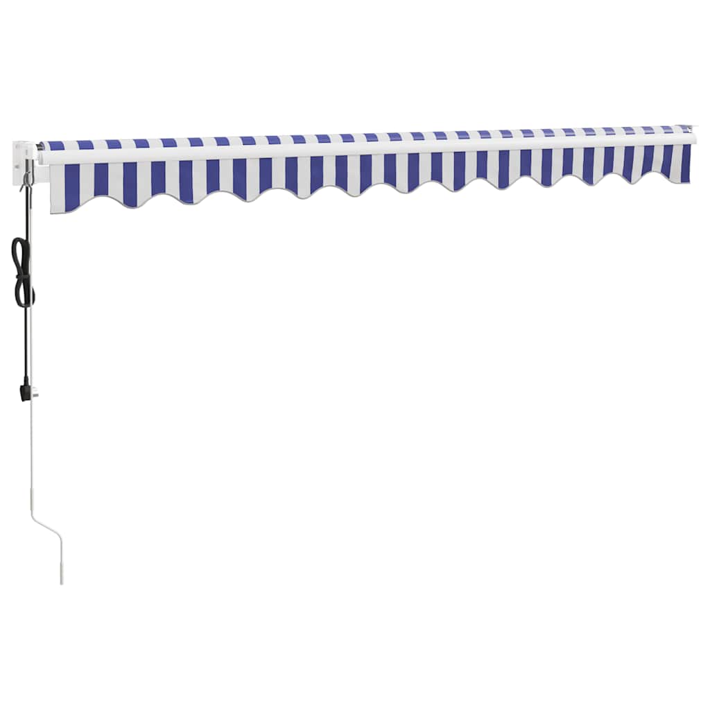Copertină retractabilă automată, albastru și alb, 3x2,5 m GartenMobel Dekor