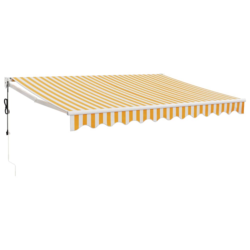 Copertină retractabilă automată, galben și alb, 3x2,5 m GartenMobel Dekor