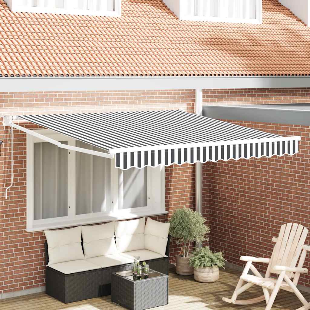 Copertină retractabilă antracit/alb, 3x2,5 m, textil/aluminiu GartenMobel Dekor