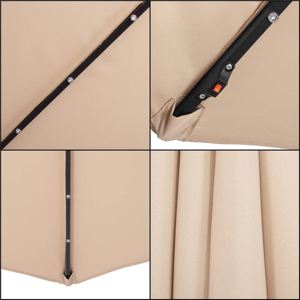 Umbrela de gradina cu brat lateral banana, iluminare LED, cu husa, 300cm, crem Household NewTrend