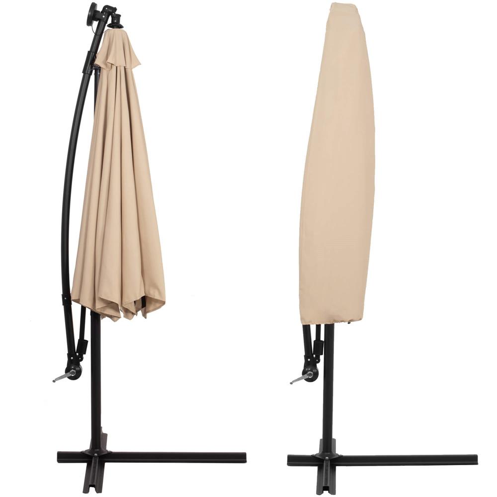 Umbrela de gradina cu brat lateral banana, iluminare LED, cu husa, 300cm, crem Household NewTrend