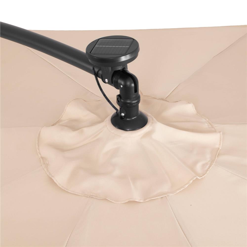 Umbrela de gradina cu brat lateral banana, iluminare LED, cu husa, 300cm, crem Household NewTrend