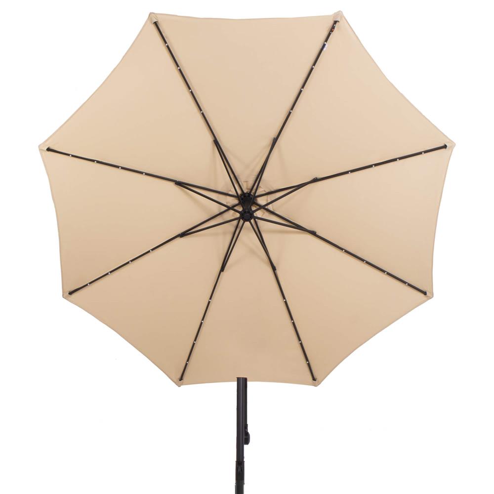 Umbrela de gradina cu brat lateral banana, iluminare LED, cu husa, 300cm, crem Household NewTrend