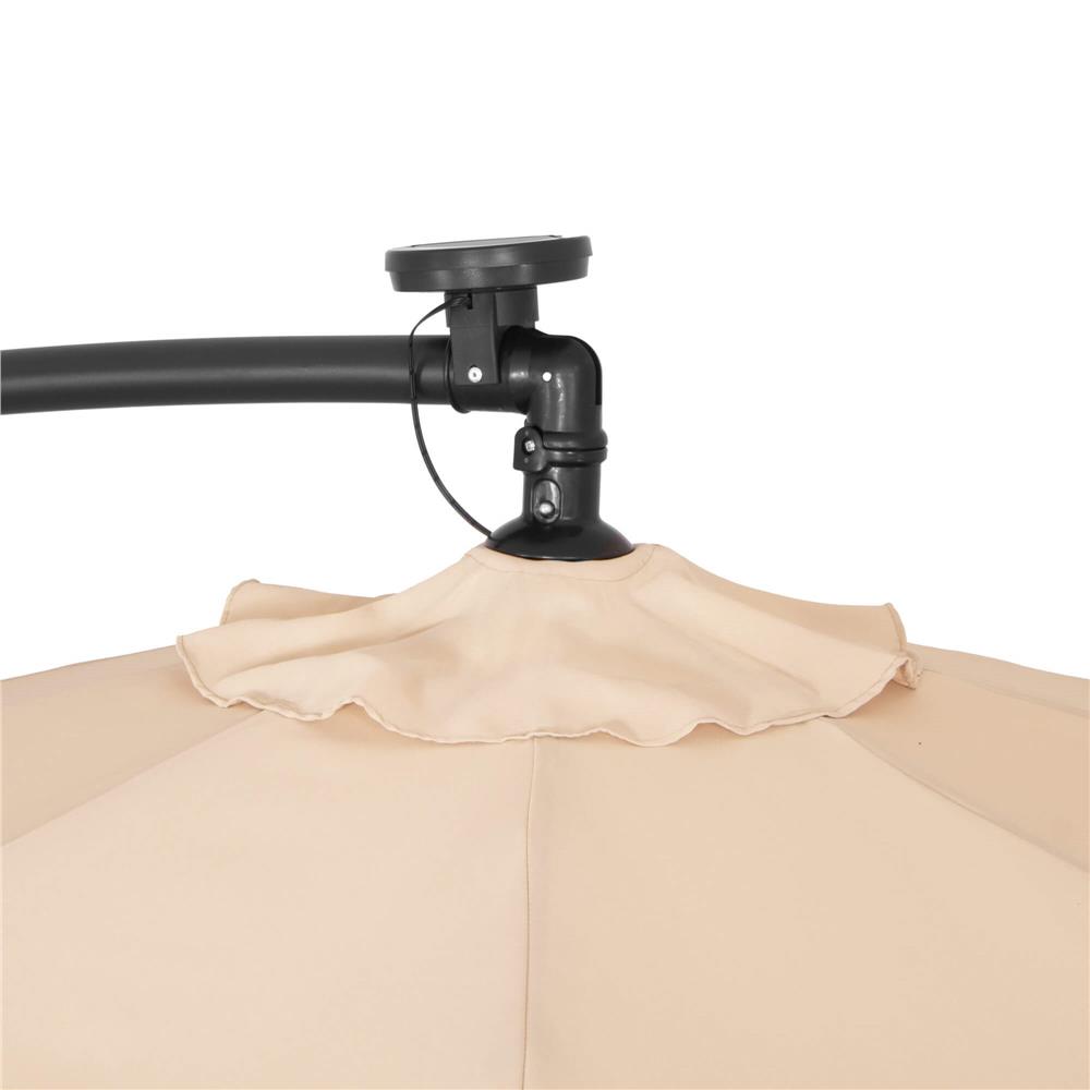 Umbrela de gradina cu brat lateral banana, iluminare LED, cu husa, 300cm, crem Household NewTrend