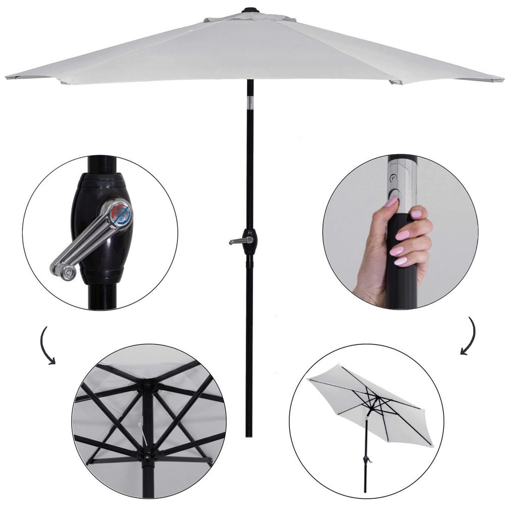 Umbrela terasa gradina, cu manivela si inclinare, diametru 260cm, gri Household NewTrend