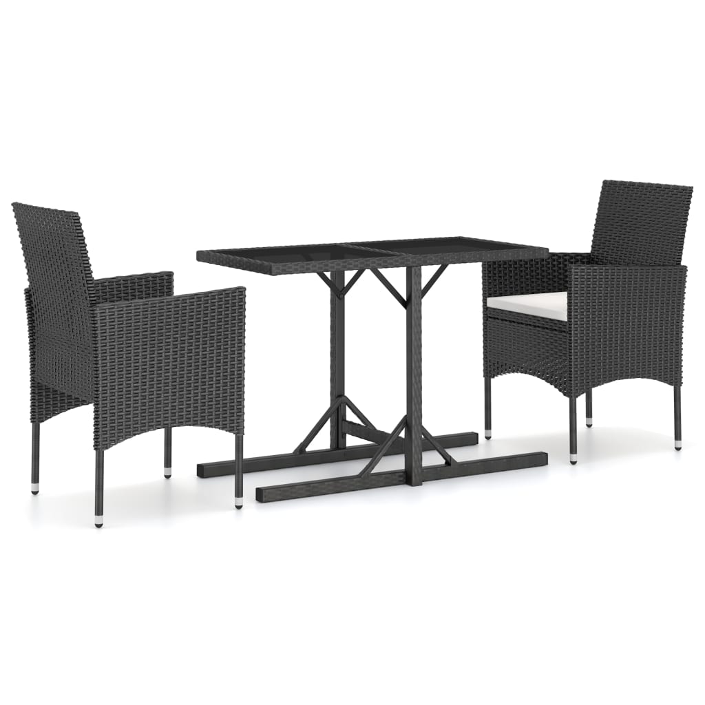 Set mobilier de grădină, 3 piese, negru GartenMobel Dekor