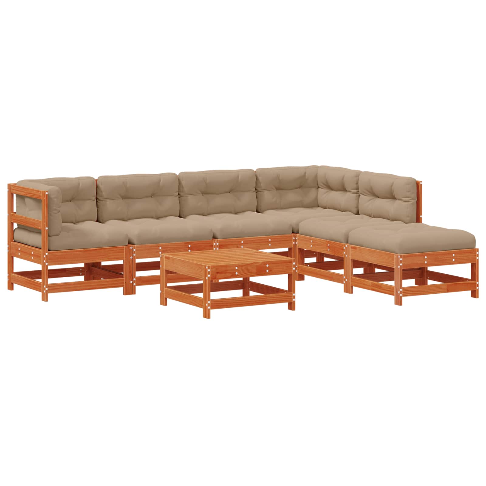 Set de lounge pentru grădină 7 pcs Maro Ceară Lemn masiv de pin GartenMobel Dekor