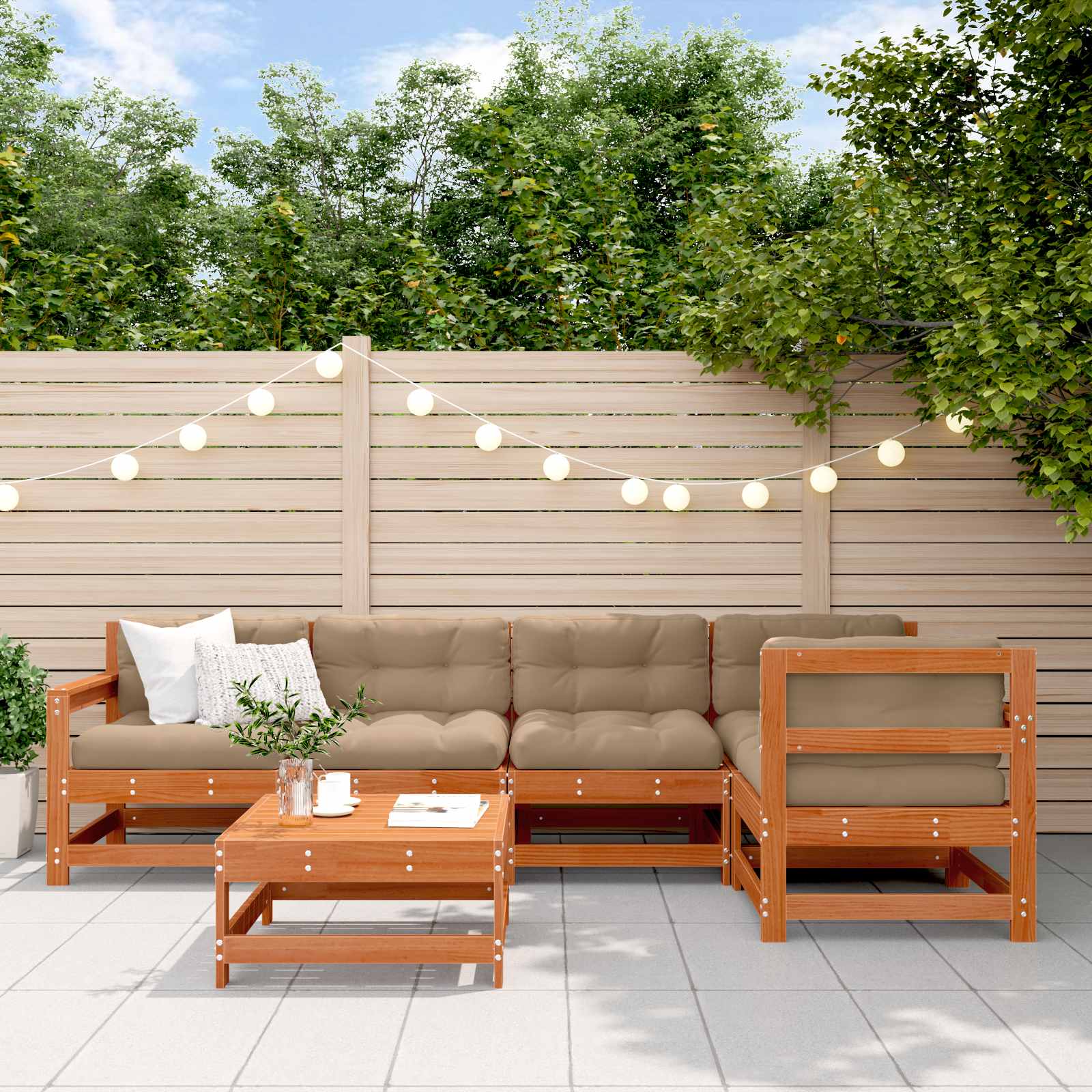 Set de lounge pentru grădină 7 pcs Maro Ceară Lemn masiv de pin GartenMobel Dekor