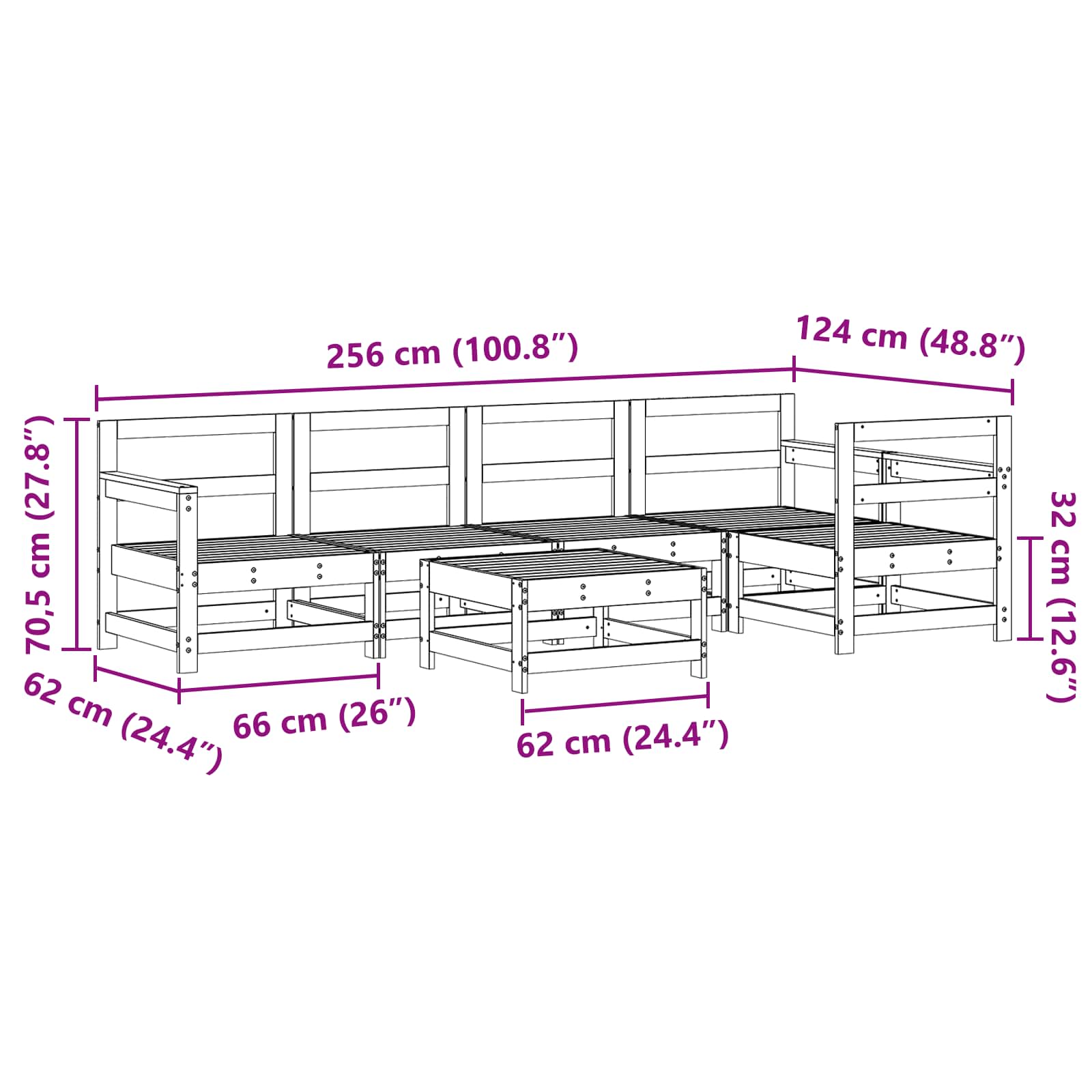 Set de lounge pentru grădină 7 pcs Maro Ceară Lemn masiv de pin GartenMobel Dekor