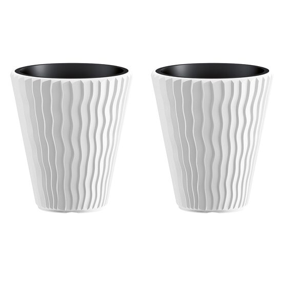 Set 2 ghivece de flori, Sandy, rotunde, 39x43.6 cm, alb, Prosperplast GartenVIP DiyLine