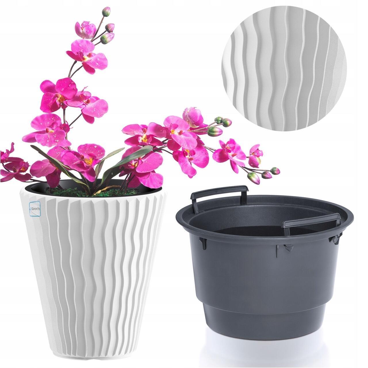 Set 2 ghivece de flori, Sandy, rotunde, 39x43.6 cm, alb, Prosperplast GartenVIP DiyLine