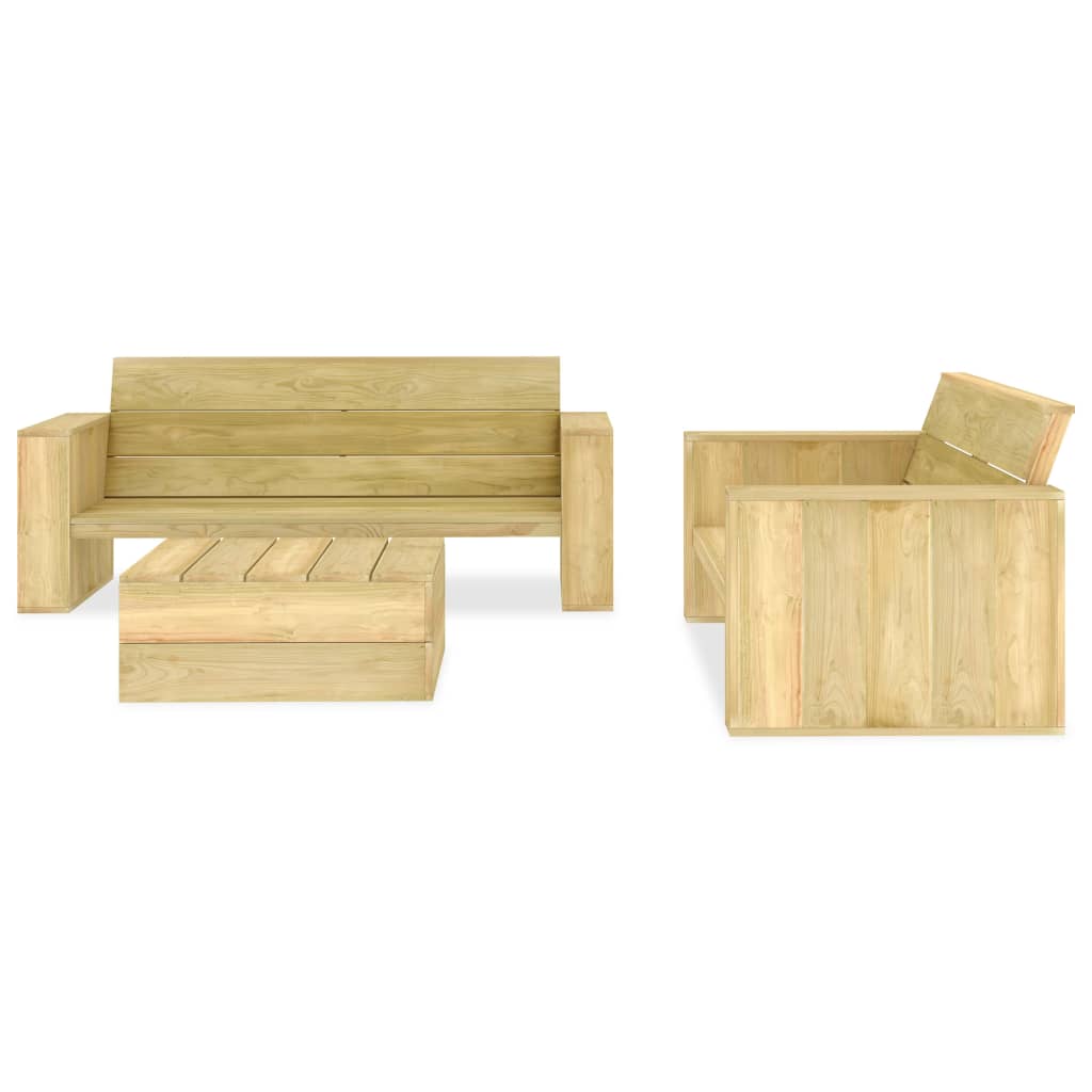 Set mobilier de grădină, 3 piese, lemn de pin tratat GartenMobel Dekor