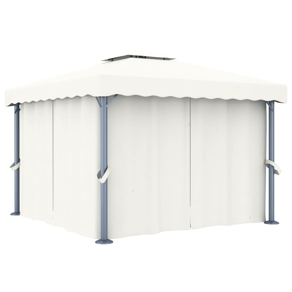 Pavilion cu perdea, alb crem, 3 x 3 m, aluminiu GartenMobel Dekor