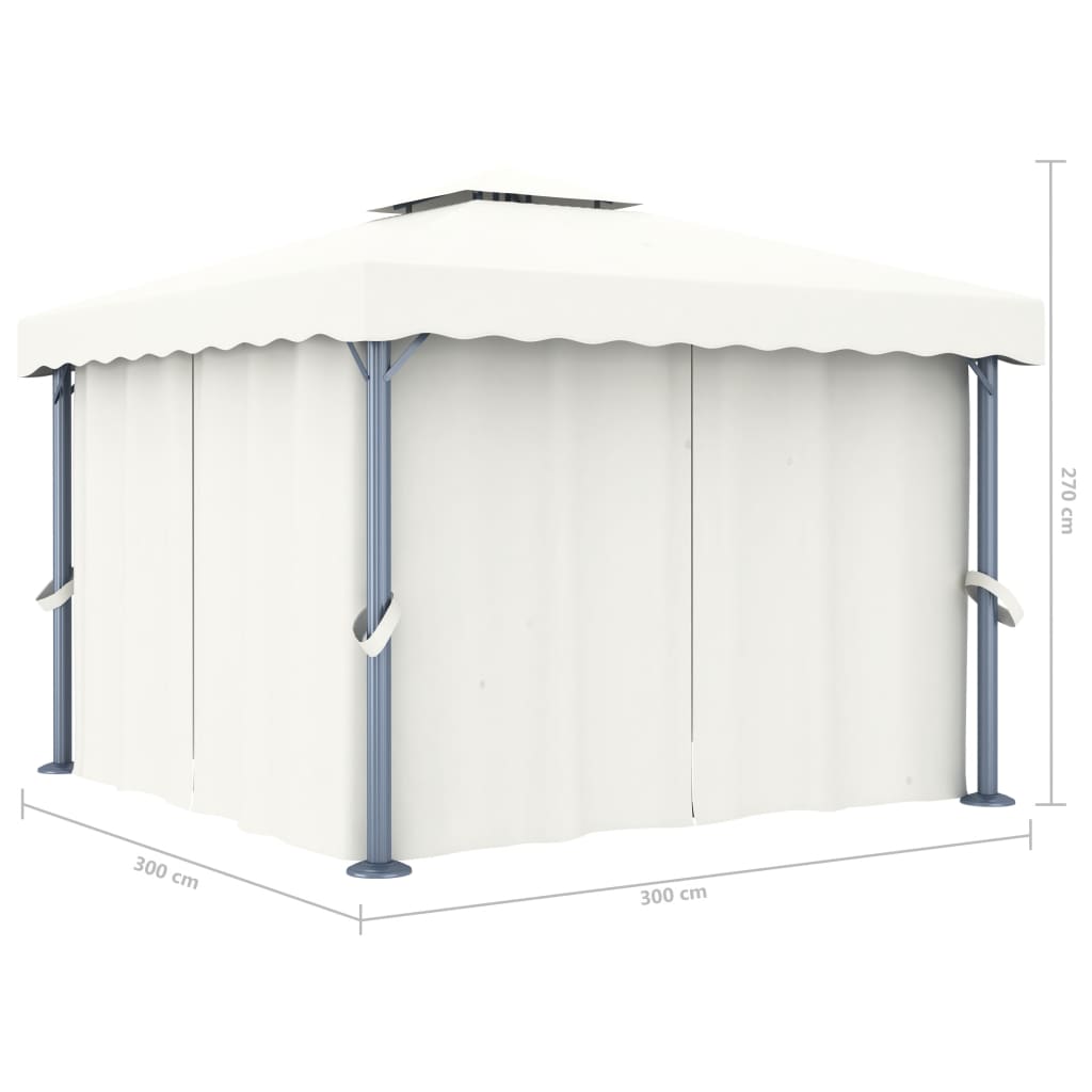 Pavilion cu perdea, alb crem, 3 x 3 m, aluminiu GartenMobel Dekor