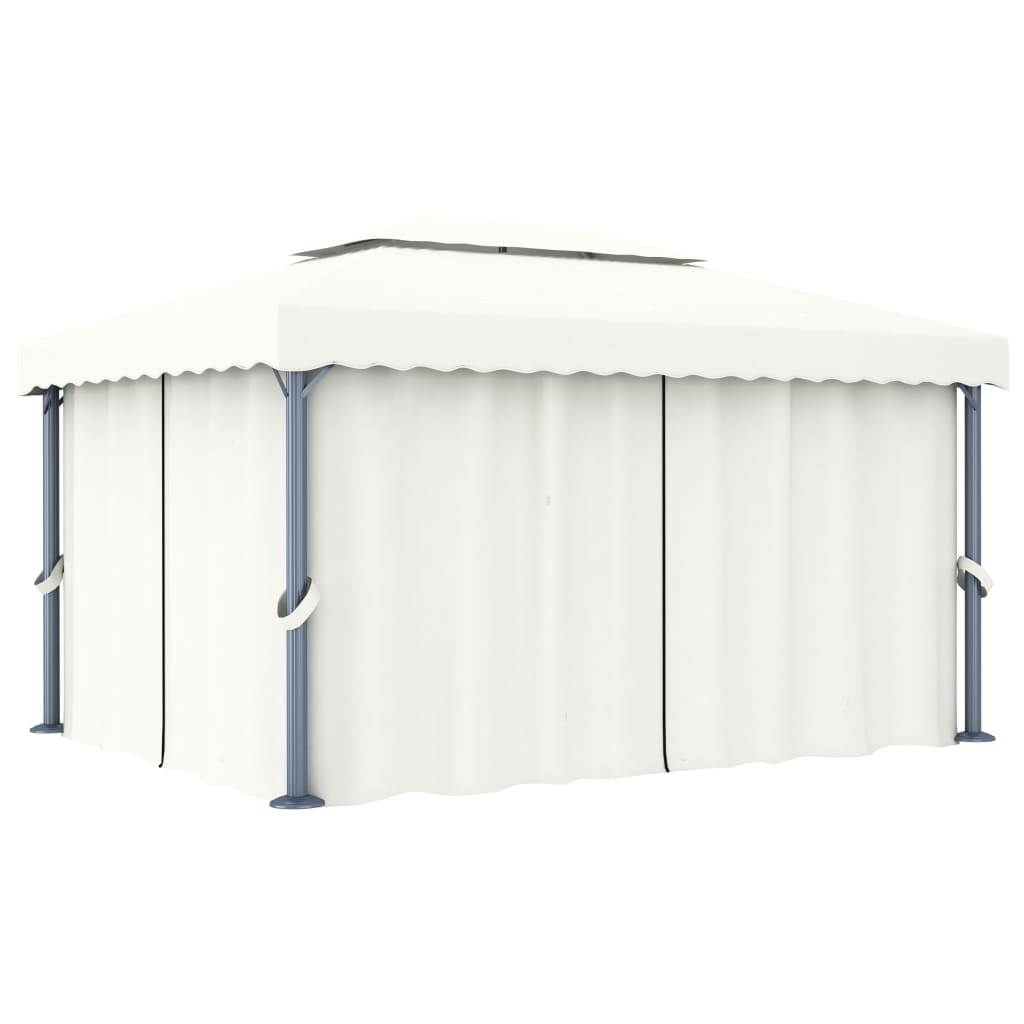 Pavilion cu perdea, alb crem, 4 x 3 m, aluminiu GartenMobel Dekor