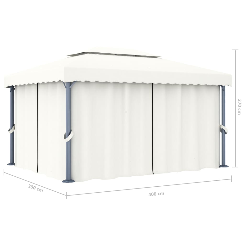 Pavilion cu perdea, alb crem, 4 x 3 m, aluminiu GartenMobel Dekor