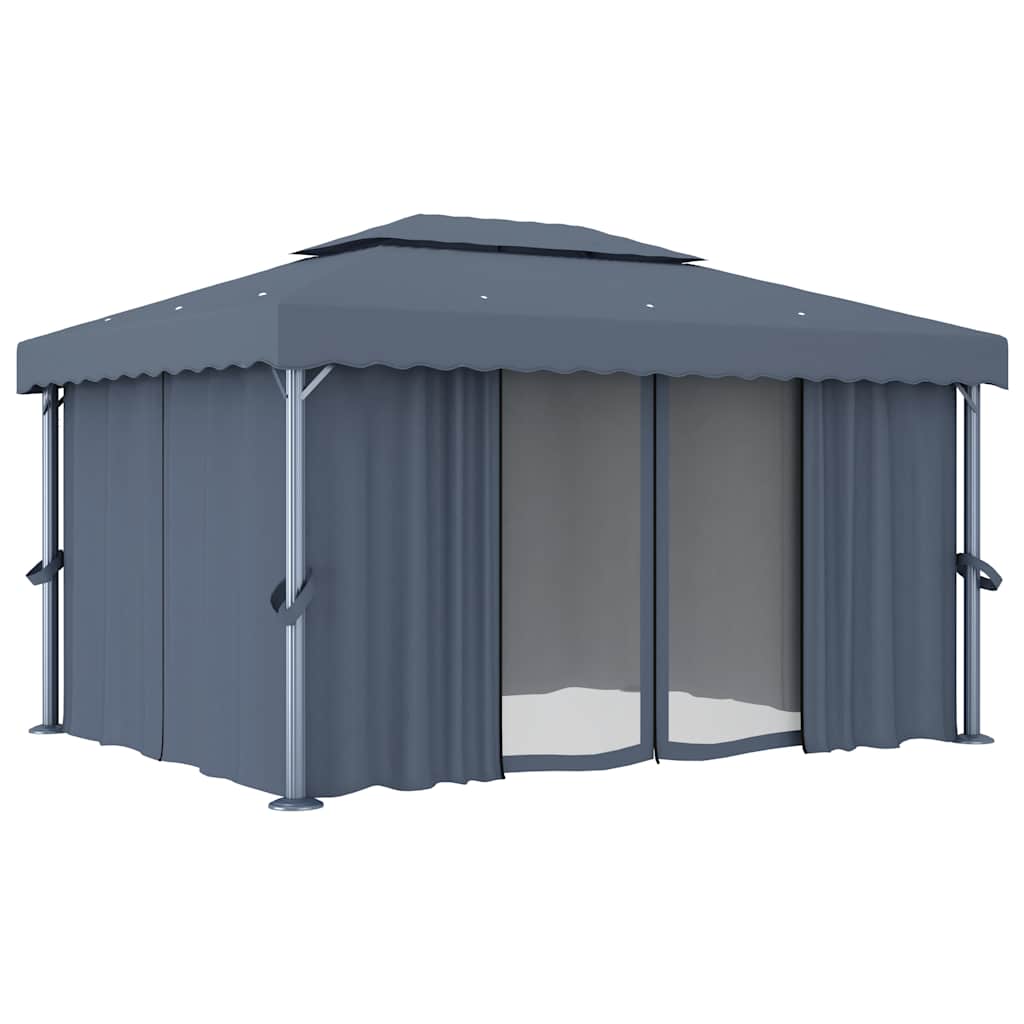 Pavilion cu perdea, antracit, 4 x 3 m, aluminiu GartenMobel Dekor