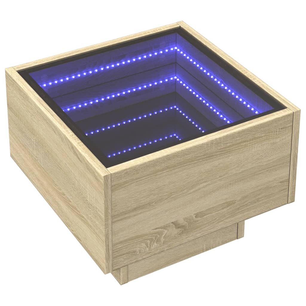 Noptieră cu LED infinity, stejar sonoma, 40x40x30 cm GartenMobel Dekor
