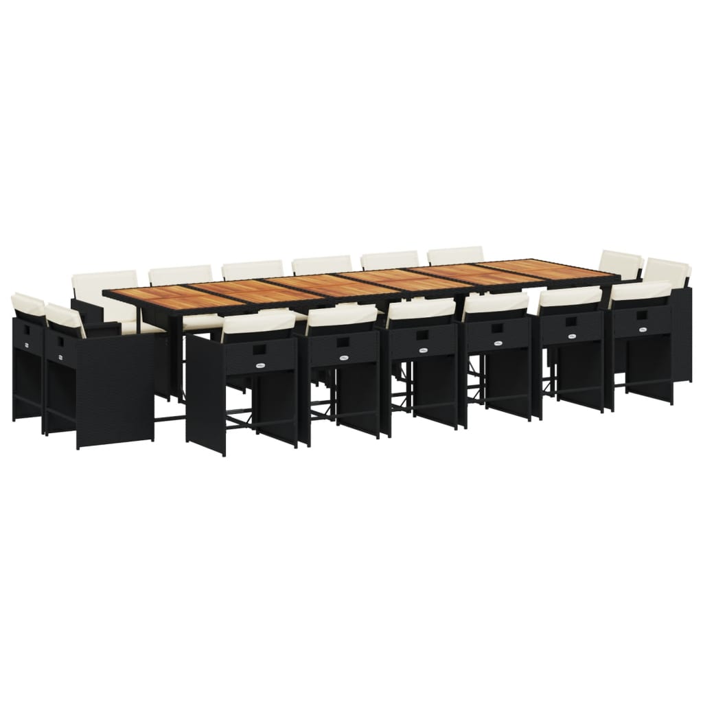 Set mobilier de grădină cu perne, 17 piese, negru, poliratan GartenMobel Dekor