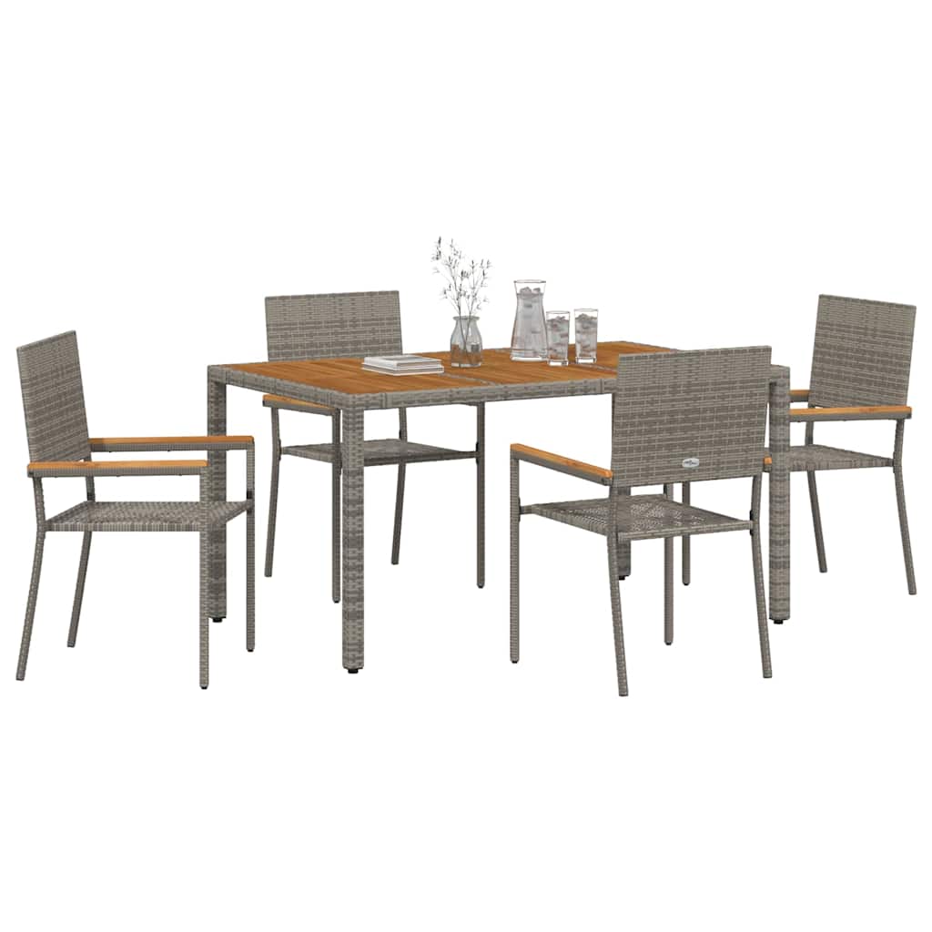 Set de masă pentru grădină 5 pcs Gri poliratan GartenMobel Dekor