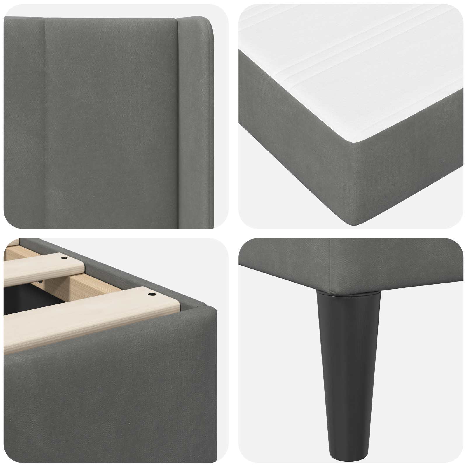 Cadru de pat Gri închis 200 x 200 cm Catifea GartenMobel Dekor