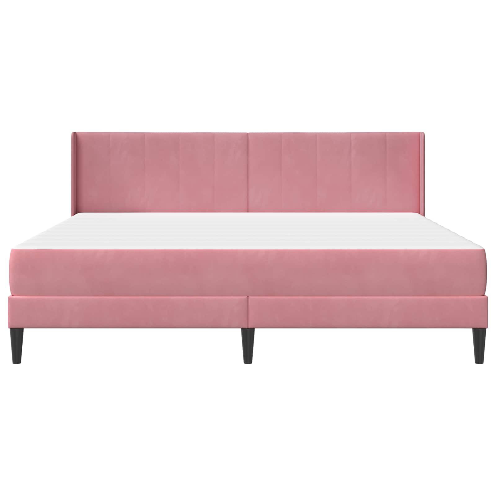 Cadru de pat cu saltea cu headboard 2 pcs Roz Catifea GartenMobel Dekor