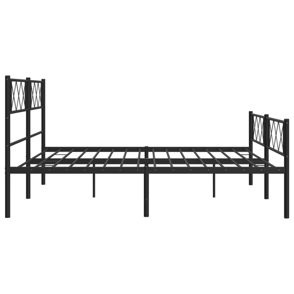 Cadru pat fără saltea, tăblie de picioare negru 180x200cm metal GartenMobel Dekor