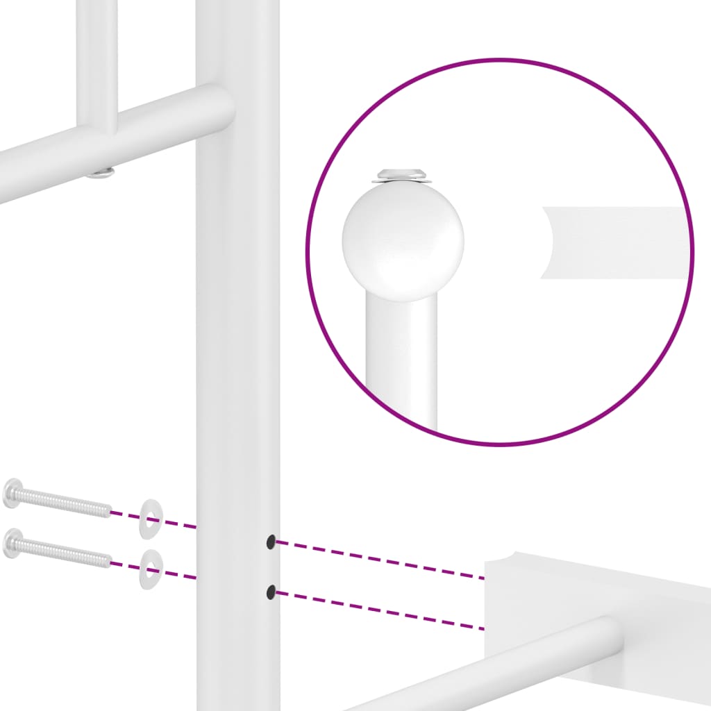 Cadru de pat metalic cu tăblie, alb, 90x190 cm GartenMobel Dekor