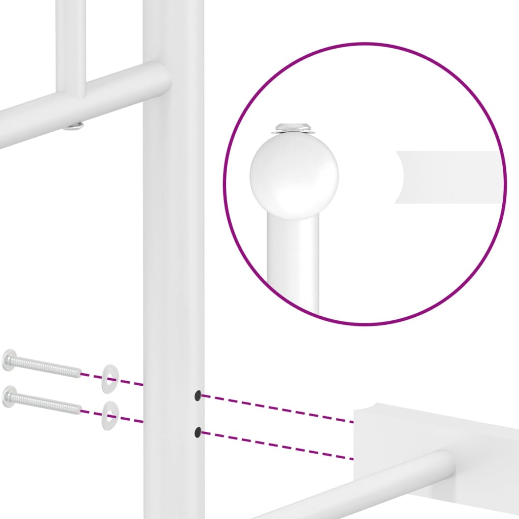 Cadru pat metalic cu tăblie, alb, 90x200 cm GartenMobel Dekor