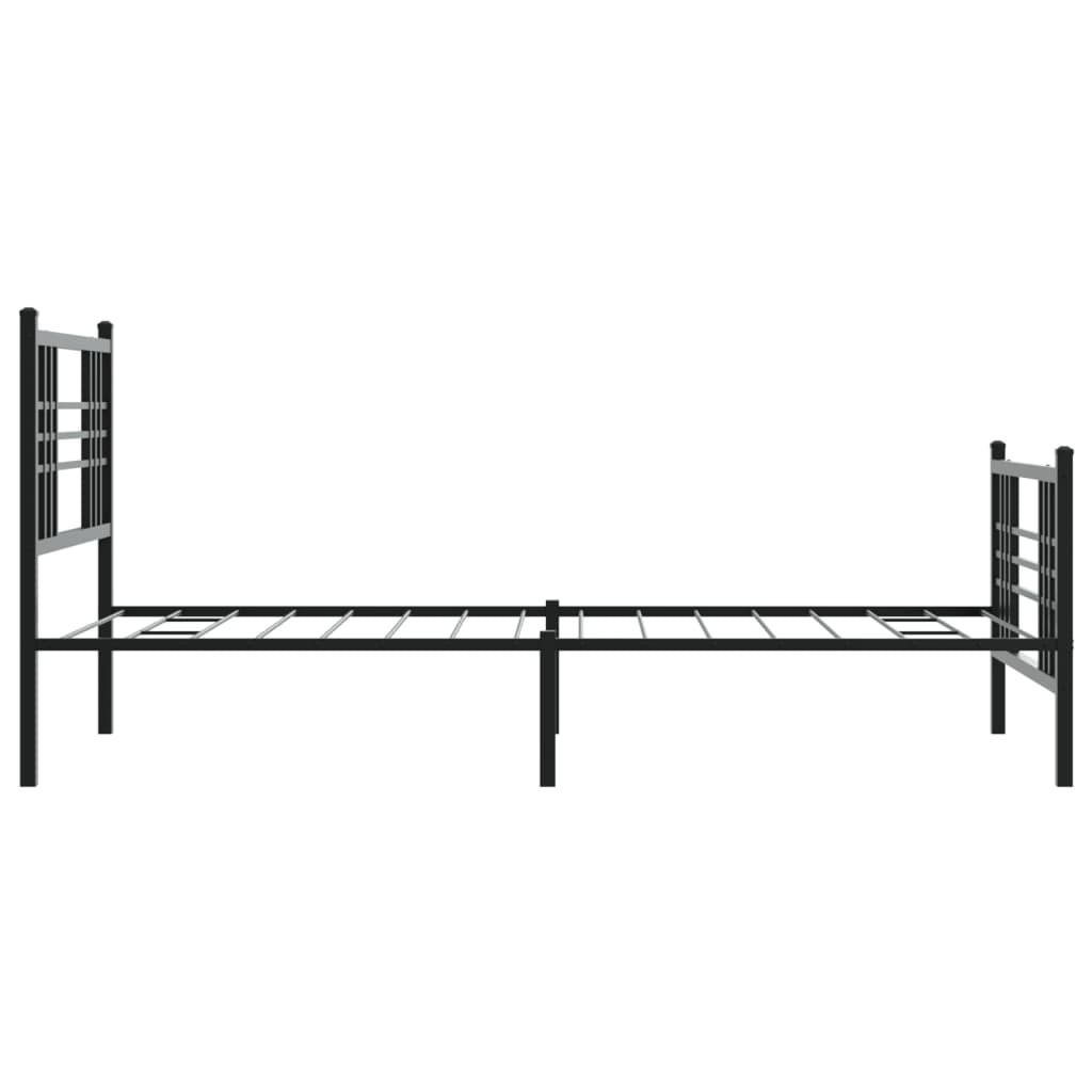 Cadru pat metalic cu tăblii de cap/picioare, negru, 90x190 cm GartenMobel Dekor