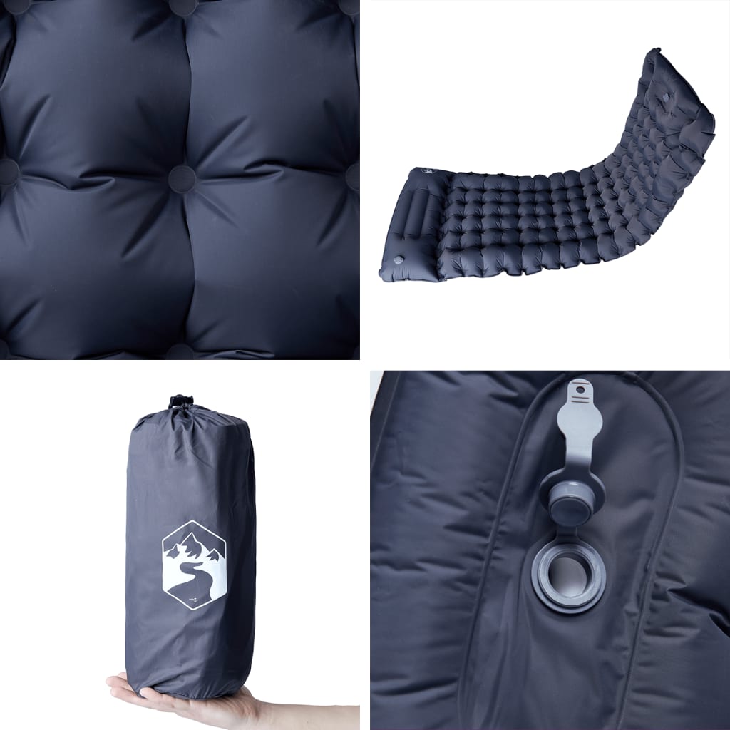 Saltea de camping auto-gonflabilă, cu pernă, 1 persoană, gri GartenMobel Dekor