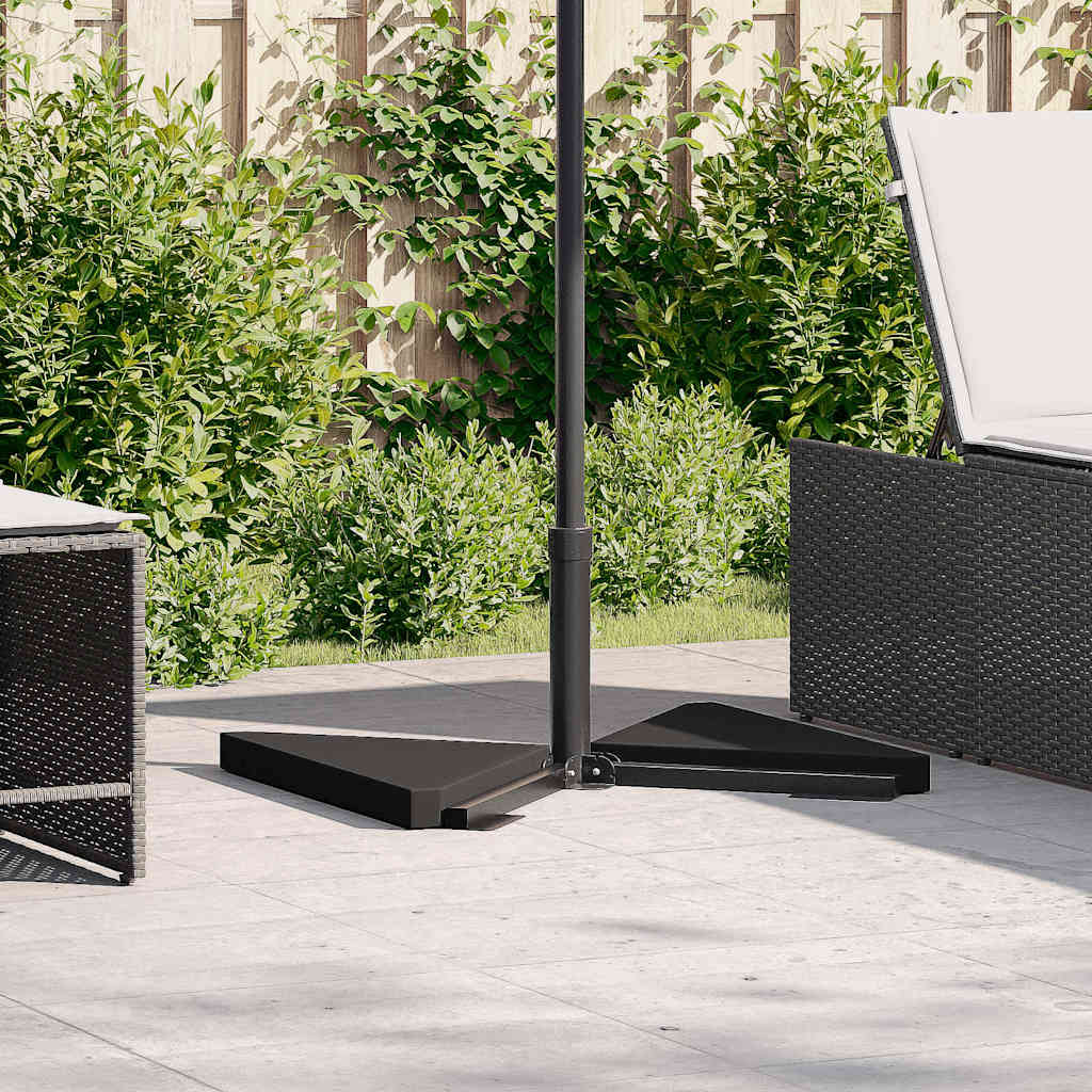 Plăci cu greutate umbrelă 2 buc Granit Negru Triunghiular 14 kg GartenMobel Dekor