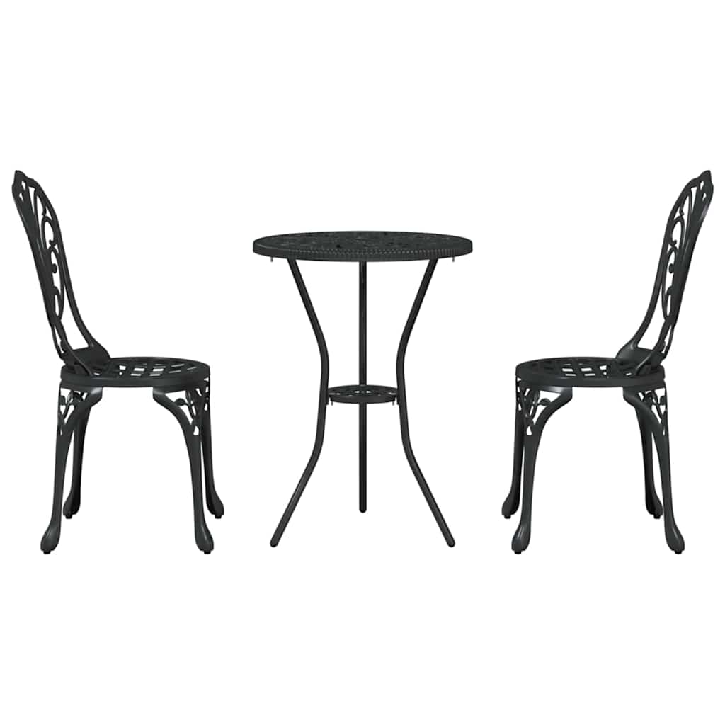 Set Bistro de Grădină 3 pcs Negru Aluminiu GartenMobel Dekor