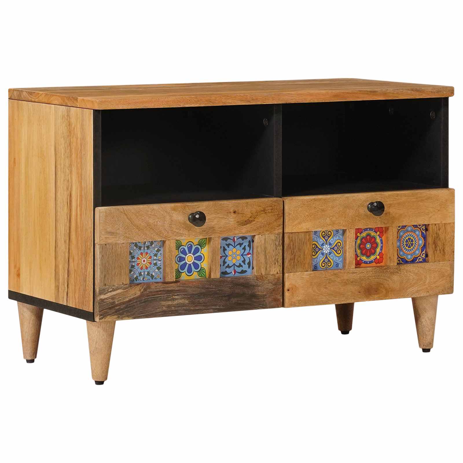 Cabinet TV cu raft natural 70 x 33 x 46 cm Lemn de mango solid GartenMobel Dekor