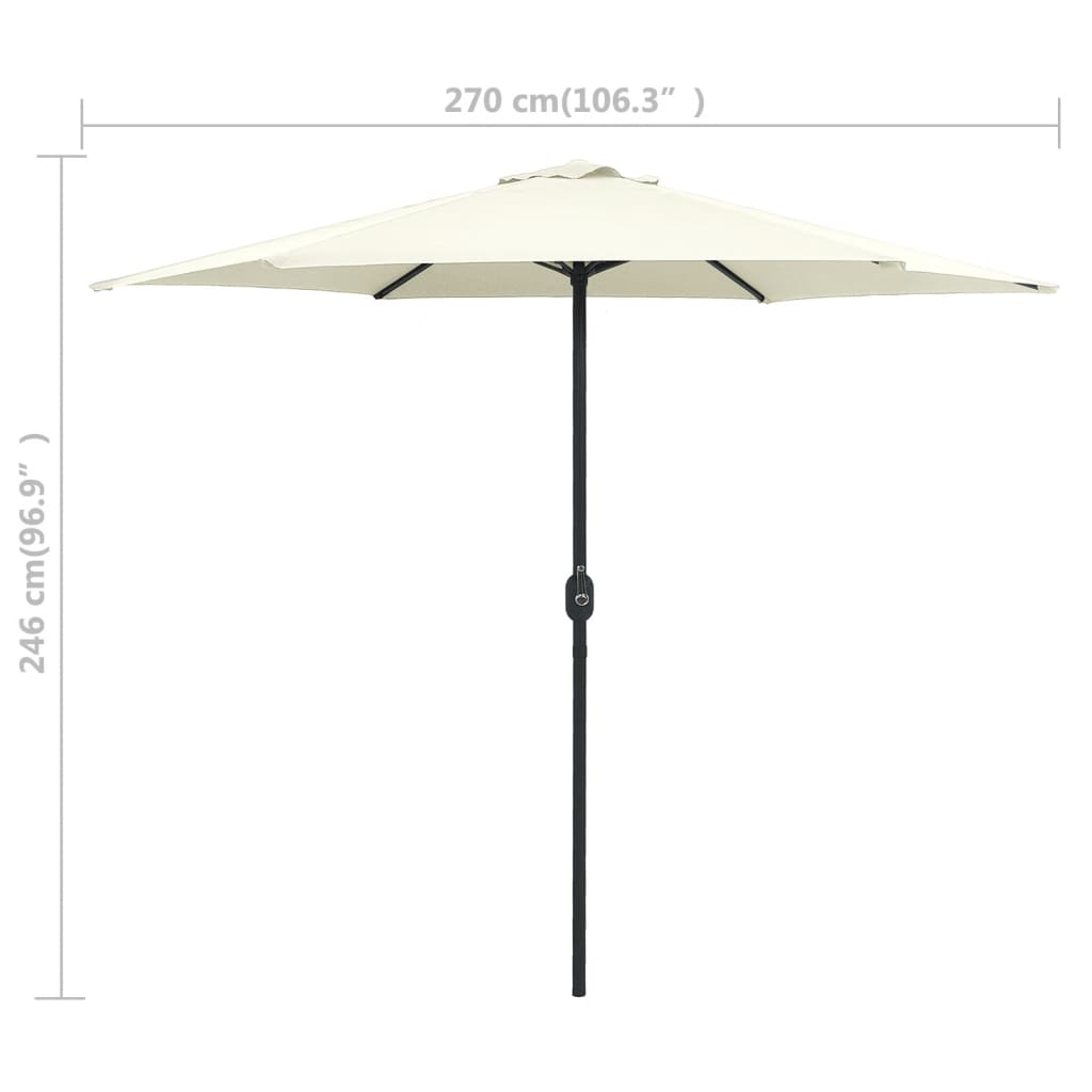 Umbrelă de soare grădină stâlp aluminiu alb nisipiu 270x246 cm GartenMobel Dekor