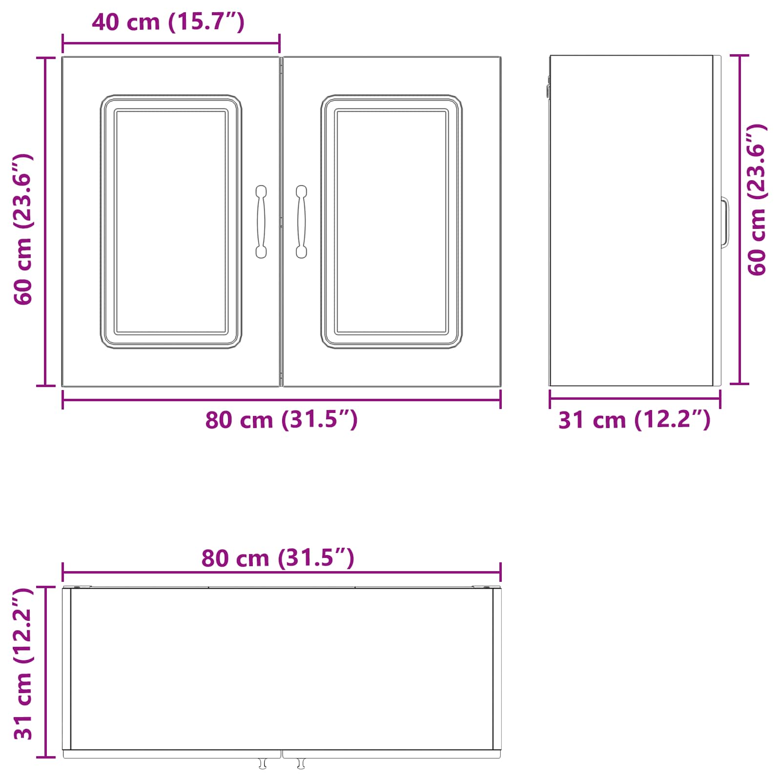 Dulap de bucătărie cu ușă Kalmar Stejar Negru 80 x 31 x 60 cm GartenMobel Dekor